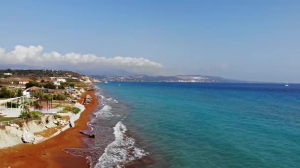 Idyllischer Ozean Megas Lakkos Strand Kefalonia Ionische Inseln Griechenland Drohnenschuss — Stockvideo