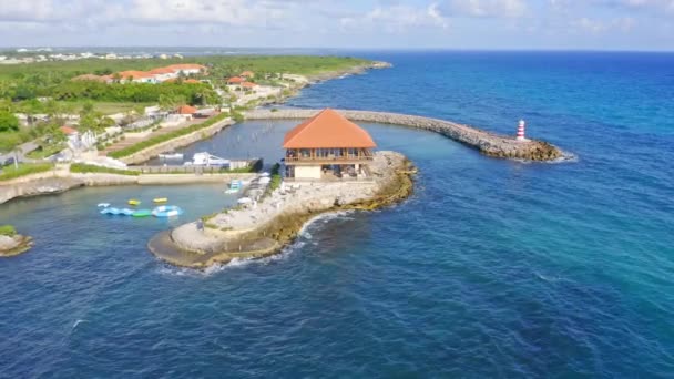 Luftaufnahme Des Restaurants Captain Kidd Romana Der Nähe Von Palma — Stockvideo