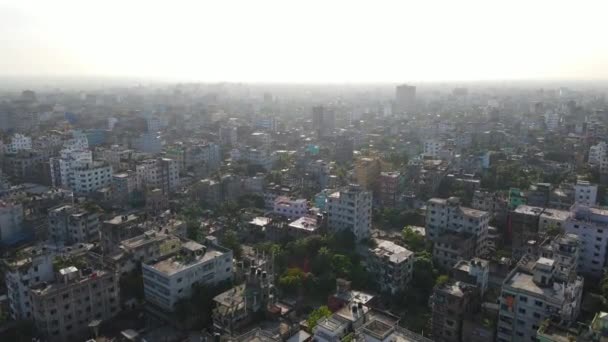 Ecología Urbana Contraste Con Fuerte Contaminación Atmosférica Visible Ciudad Daca — Vídeos de Stock