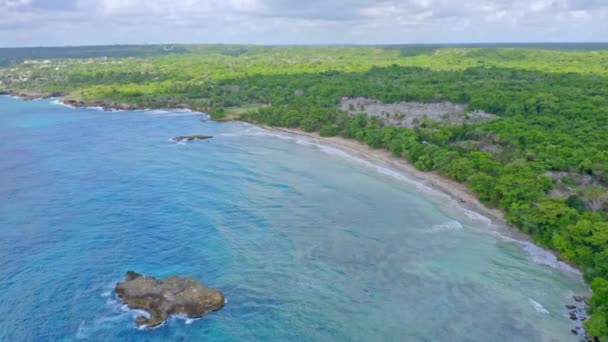 Scénický Pohled Osamělou Pláž Deštným Pralesem Playa Virgen Dominikánská Republika — Stock video