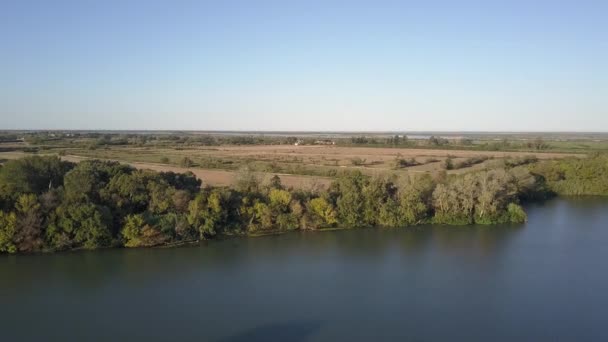 Aerial View Water Rhone River Delta Summer Cornfields Maize Crops — Stock Video
