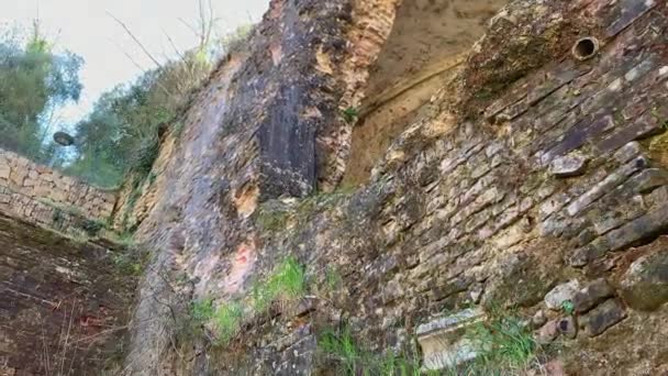 Närbild Lutning Skott Vägg Övergiven Gammal Struktur Siena Toscana Italien — Stockvideo