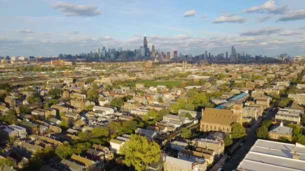 Quartiere Pilsen Autunno Ferrovia Della Metropolitana Harrison Park Giorno Autunno — Video Stock