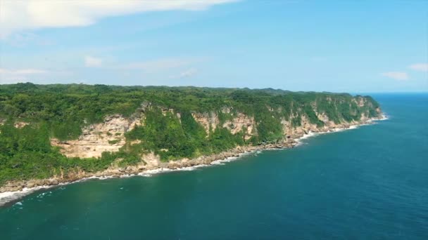 Maestose Scogliere Costiere Indonesia Spiaggia Parangtritis Vista Aerea Drone — Video Stock