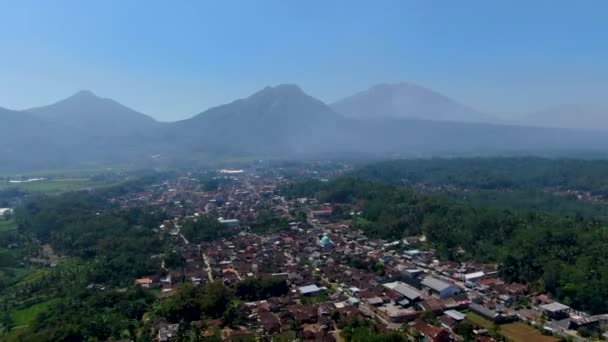 Panorama Aereo Panoramico Del Villaggio Grabag Tre Vulcani Giava Indonesia — Video Stock