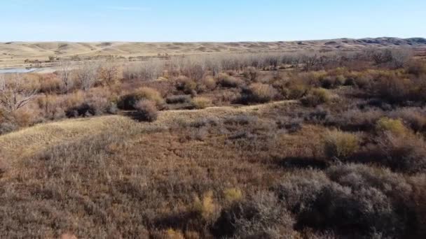 Nagranie Dronów Zachodu Słońca Wsi Nad Prerią Niedaleko Alberta Canada — Wideo stockowe