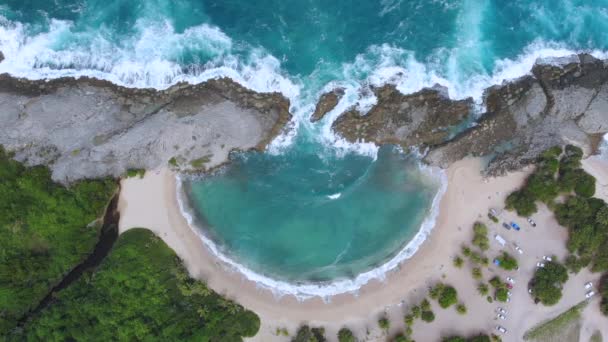 Mar Chiquita Stranden Uppifrån Drone — Stockvideo