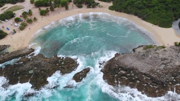Vista Ariel Playa Mar Chiquita Puerto Rico Desde Dron — Vídeo de stock