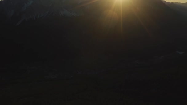 Sonnenuntergang Hinter Dem Gipfel Punta Tre Scarperi Den Italienischen Dolomiten — Stockvideo