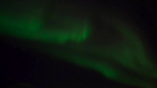 Bella Aurora Boreale Verde Con Stelle Una Città Notte — Video Stock