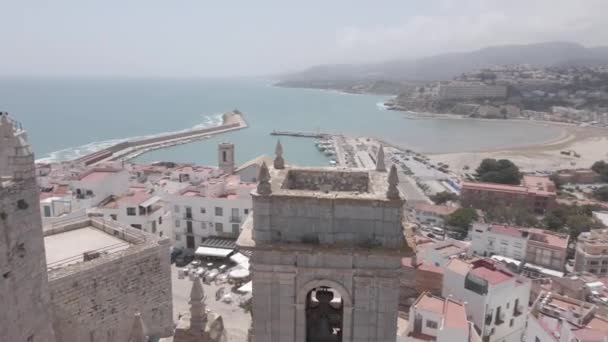 Órbita Torno Torre Castelo Pescola Espanha 4Kformato Mov 25P Chalupa — Vídeo de Stock