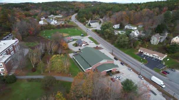 Sunapee Város New Hampshire Állam Aerial View Joachim Mission Church — Stock videók