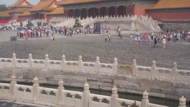 Foule Touristes Visitant Cité Interdite Pékin Chine — Video