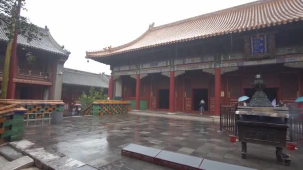 Lluvia Templo Lama Beijing China — Vídeo de stock