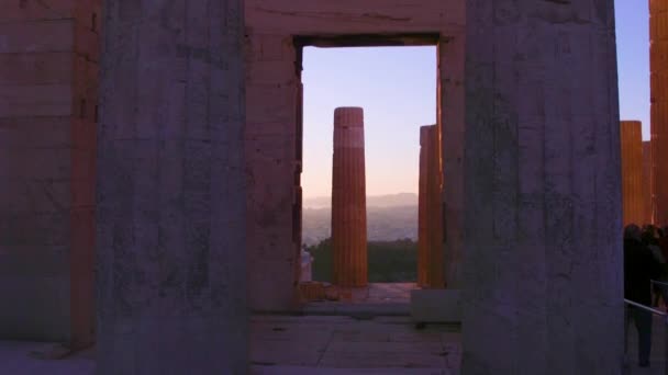希腊雅典帕台农神庙入口 — 图库视频影像
