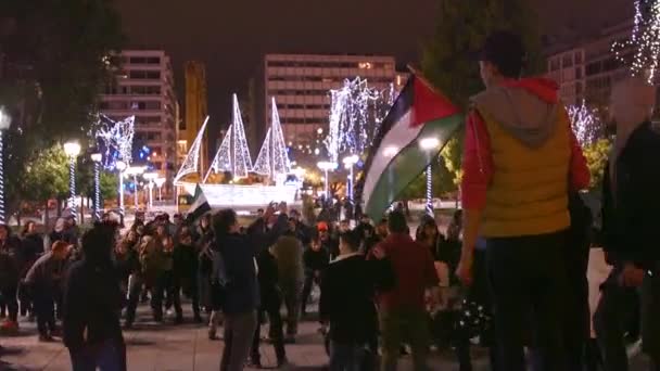 Демонстрация Права Беженцев Площади Афин Греция — стоковое видео