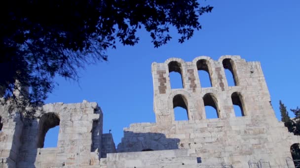 Antické Ruiny Aténách Řecko — Stock video
