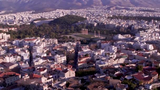 Moderne Tijd Athene Ruïnes Van Het Oude Athene — Stockvideo