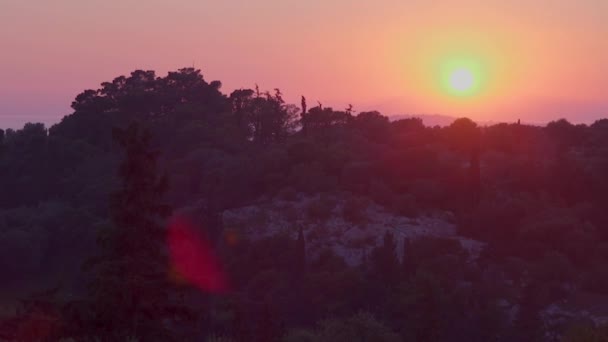 Prachtige Zonsondergang Boven Athene Griekenland — Stockvideo