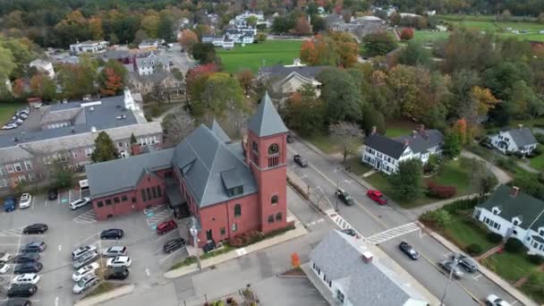 Wolfeboro Belediye Binası New Hampshire Abd Binanın Hava Görüntüsü Sokak — Stok video
