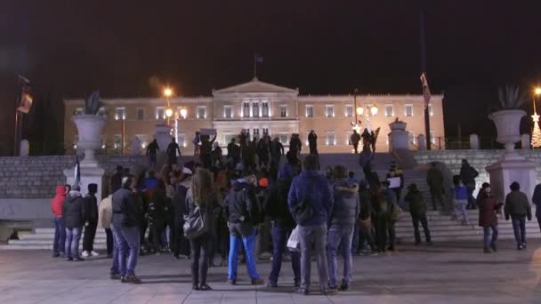 Mensen Demonstreren Voor Vluchtelingenrechten Athene Griekenland — Stockvideo