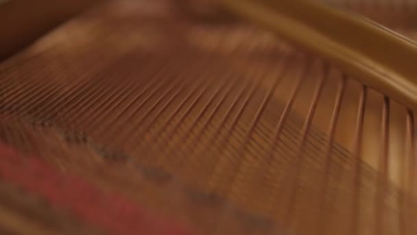 Handhållen Bild Som Visar Insidan Ett Piano — Stockvideo