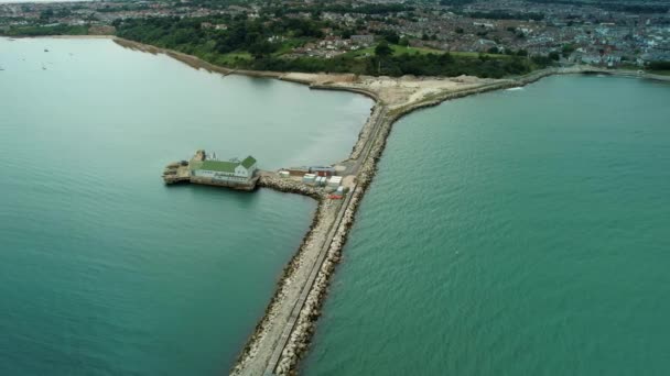 Panoramic View Breakwater Fort Portland Dorset Daytime Airdrone Shot — 비디오