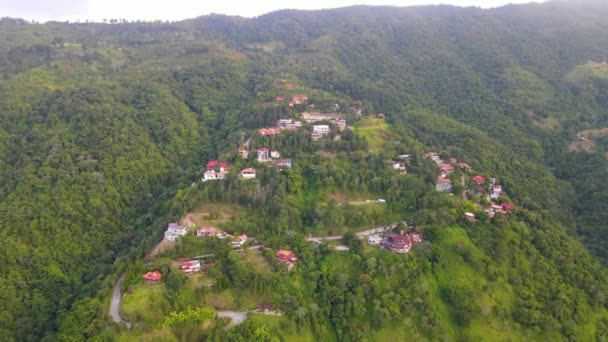 Jamaca Dios Jarabacoa Vista Aérea Pequeño Pueblo Las Montañas Rodeadas — Vídeos de Stock