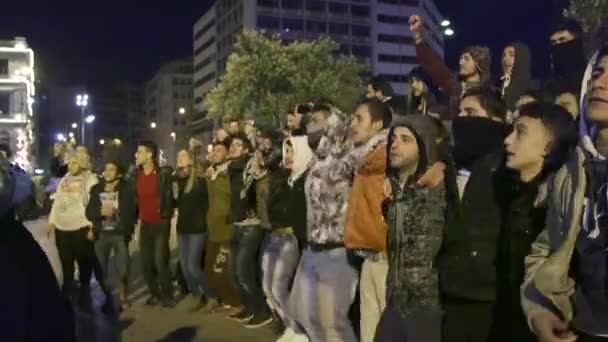 Manifestación Por Los Derechos Los Refugiados Las Calles Atenas Grecia — Vídeo de stock