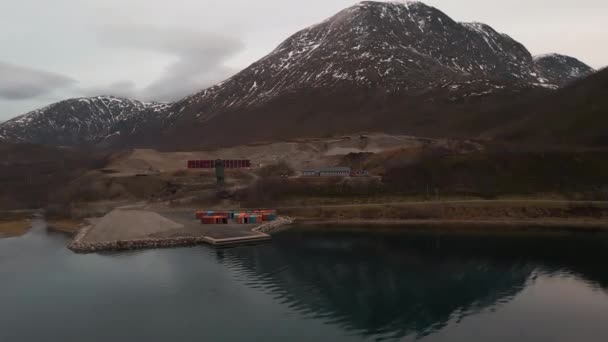 Paysage Pittoresque Île Kvaloya Tromso Norvège Vue Aérienne — Video