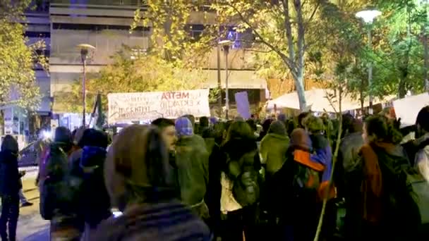 Demonstration Für Flüchtlingsrechte Auf Den Straßen Von Athen Griechenland — Stockvideo