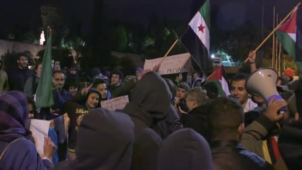 Manifestación Por Los Derechos Los Refugiados Frente Parlamento Atenas Grecia — Vídeo de stock