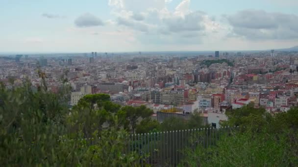 Stedelijk Landschap Van Stad Barcelona Gezien Vanaf Park Guell Carmel — Stockvideo