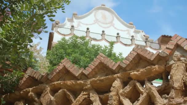 Bakstenen Gebruikt Park Guell Door Architect Gaudi Carmel Hill Barcelona — Stockvideo