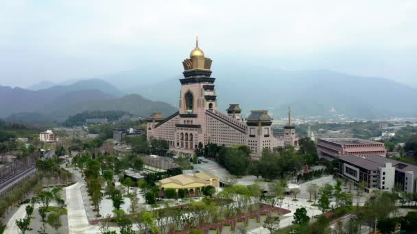 Aerial Forward Shot Puli Chung Tai Chan Monastery Taiwan City — Stock Video