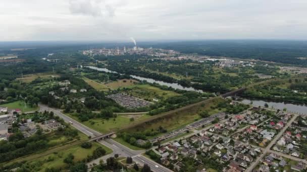 Wohngebäude Der Chemischen Industriefabrik Jonava Und Achema Horizont Während Der — Stockvideo