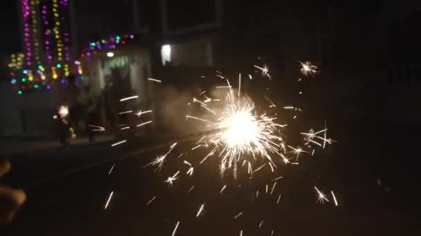 Detailní Záběr Cracker Známý Jako Jiskra Hůl Indické Diwali Oslavy — Stock video