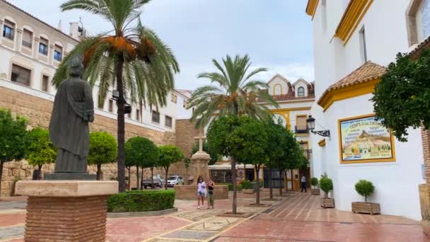 Tipica Piazza Spagnola Nel Centro Storico Marbella Nei Pressi Una — Video Stock