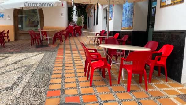 Beyaz Evleri Kilisesi Restoranları Olan Eski Marbella Daki Tipik Spanyol — Stok video