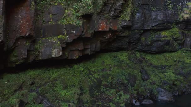 Mossy Βράχοι Γύρω Από Amidaga Falls Gifu Ιαπωνία — Αρχείο Βίντεο