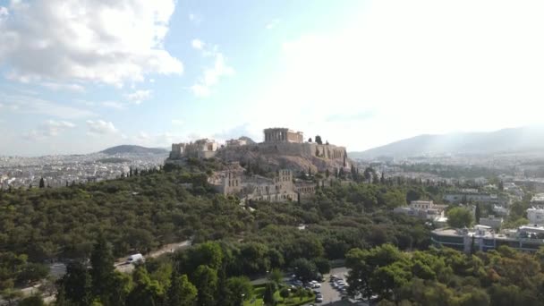 Akropolisz Athén Görögország Aerial View Ősi Citadella Templomok Látványosság Unesco — Stock videók