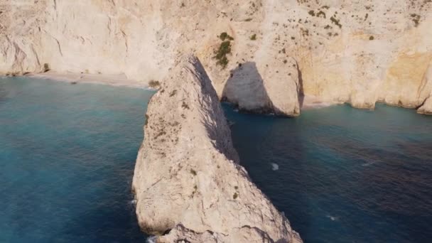 Unikátní Snímek Přírodní Skalní Formace Pobřeží Ostrova Lefkada Řecku Pláž — Stock video