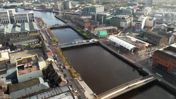 Cork City República Irlanda Drone Vista Aérea Tráfego Pontes Rio — Vídeo de Stock