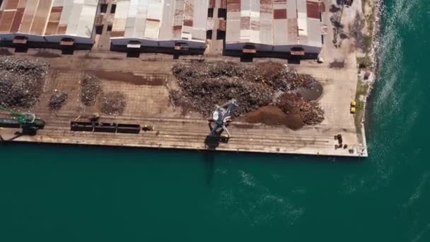 Machinerie Lourde Travaillant Port Maritime Ploce Harbour Croatie Aérien — Video