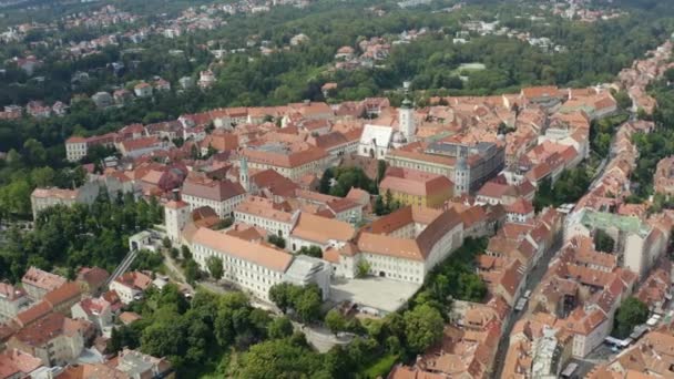 Cityscape Zagreb Στην Κροατία Κατά Διάρκεια Της Ημέρας Εναέρια Drone — Αρχείο Βίντεο