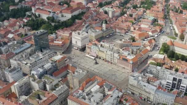 Flygfoto Över Zagreb Historiska Centrum Berömda Landmärken Kroatiens Huvudstad Drönare — Stockvideo