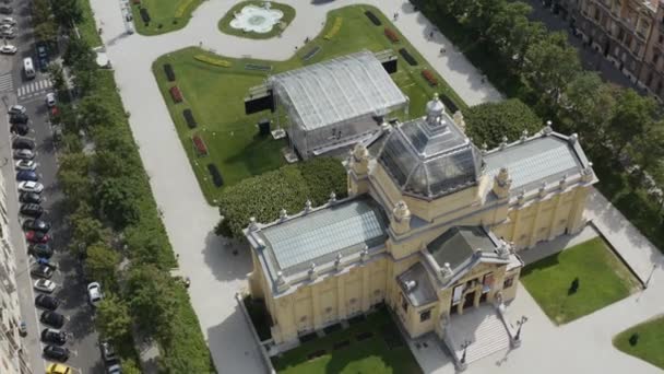 King Tomislav Square Zagreb Croatia Aerial Drone Shot — Stock Video