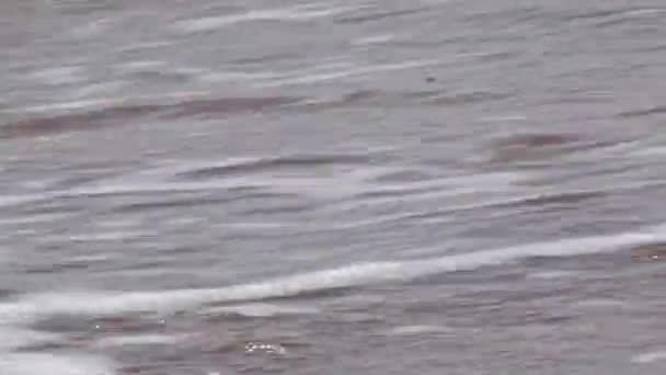 Sluiten Van Ionische Zee Golven Spatten Kust Zomer — Stockvideo