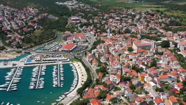 Crikvenica Cidade Mar Adriático Praia Vista Aérea Beira Mar Kvarner — Vídeo de Stock