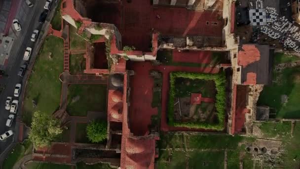 Ruiny Klasztoru San Francisco Santo Domingo Dominikana Odwrócenie Wzroku Powietrza — Wideo stockowe